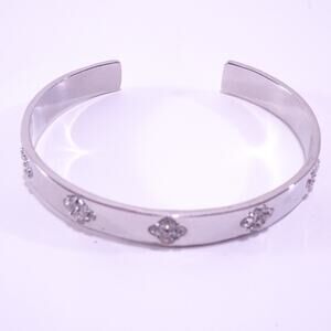 J.Crew Women's Crystal Flower Cuff Bracelet Sillver NWOT 58